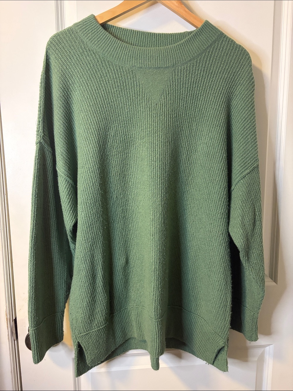 aerie Oversized Crewneck Sweater in Sage Green